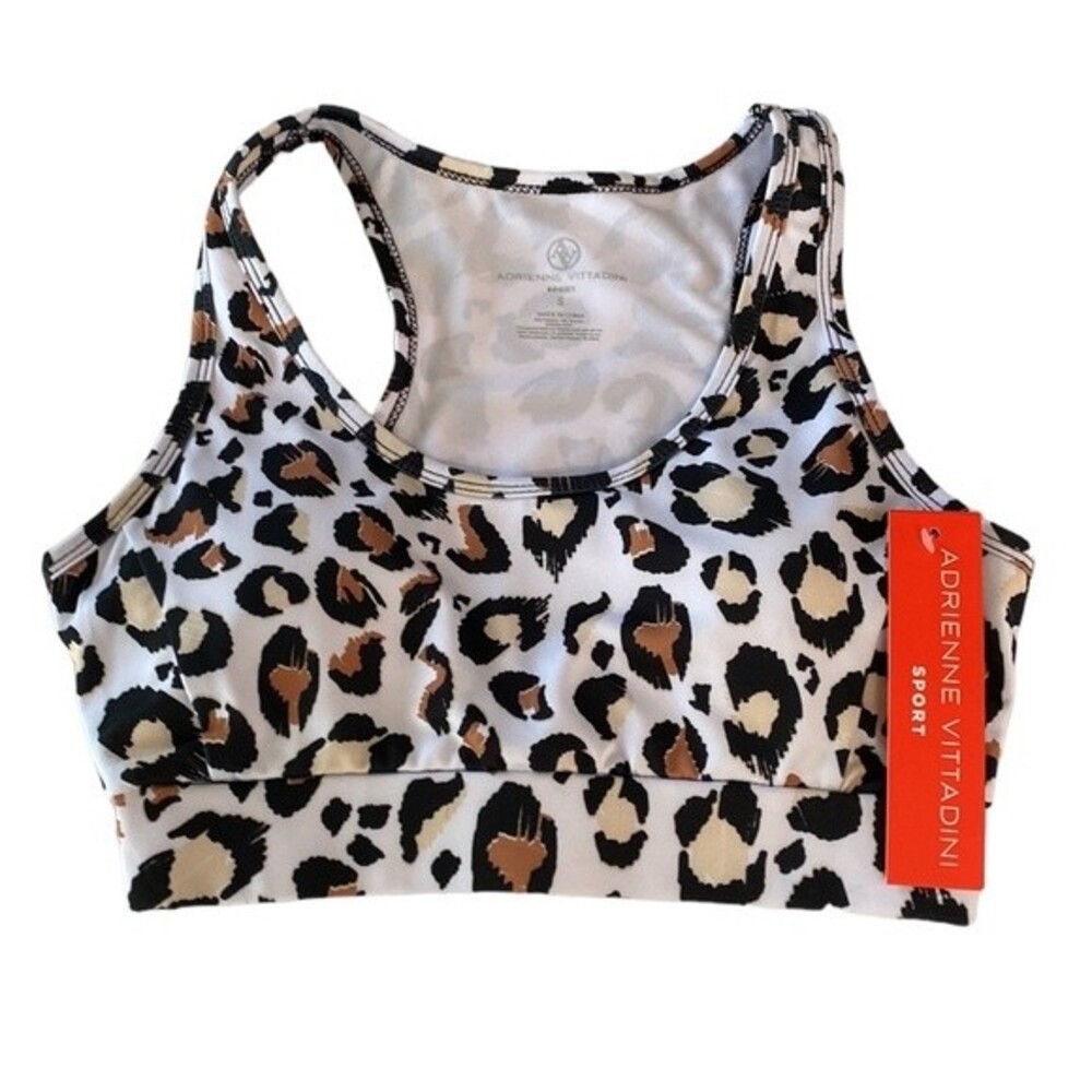 Adrienne Cittadini Animal Camo Print Padded Sport Bra Athletic Yoga Gym Workout